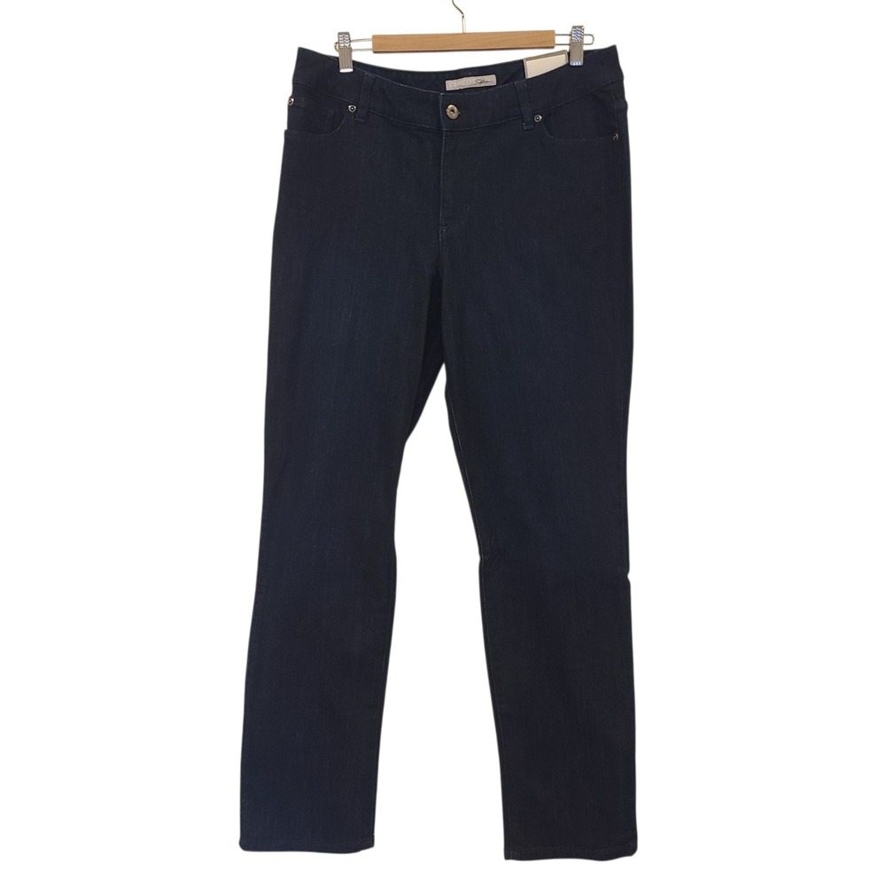 New Chicos Platinum Denim‎ Slim Leg Ultimate Fit Jeans Dark Indigo Blue Size 2